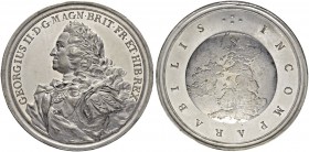 GROSSBRITANNIEN
Königreich
George II. 1727-1760. Zinnmedaille 1760. Stempel von C. Hedlinger. Belorbeertes und geharnischtes Brustbild nach links. R...