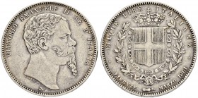 ITALIEN
Königreich
Vittorio Emanuele II. 1859-1878. 5 Lire 1861, Firenze. 25.00 g. Nomisma 877. Dav. 139. Sehr selten / Very rare. Sehr schön / Very...