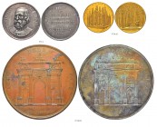 ITALIEN
Mailand
Lot. Diverse Medaillen. Grosses Bronzeklischee 1836 auf den Arco della Pace. Stempel von Putinati. Ansicht des Friedensbogens. Einse...
