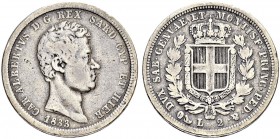 ITALIEN
Savoyen / Sardinien
Carlo Alberto, 1831-1849. 2 Lire 1833, Genova. 9.65 g. Nomisma 705. Selten / Rare. Fast sehr schön / About very fine.