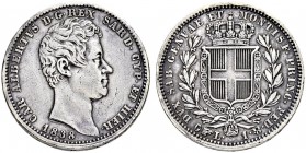 ITALIEN
Savoyen / Sardinien
Carlo Alberto, 1831-1849. Lira 1838, Torino. 4.99 g. Nomisma 725. Selten / Rare. Kleiner Randfehler / Minor edge nick. S...
