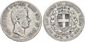 ITALIEN
Savoyen / Sardinien
Carlo Alberto, 1831-1849. 2 Lire 1841, Torino. 9.87 g. Nomisma 710. Sehr selten / Very rare. Fast sehr schön / About ver...