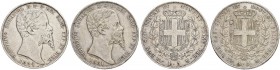 ITALIEN
Savoyen / Sardinien
Vittorio Emanuele II, 1849-1861. 5 Lire 1851, Genova. 5 Lire 1854, Torino. Nomisma 773, 779. Dav. 137. Selten / Rare. Se...
