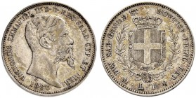 ITALIEN
Savoyen / Sardinien
Vittorio Emanuele II, 1849-1861. Lira 1860, Milano. 4.98 g. Nomisma 810. Pagani 416. Sehr schön / Very fine.