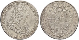 ITALIEN
Toscana
Francesco II di Lorena, 1737-1765. 5 Paoli 1742, Florenz. 13.53 g. MIR 355/5. Sehr schön / Very fine. Auf der Münze steht FRANC. III...