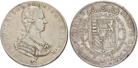 ITALIEN
Toscana
Pietro Leopoldo di Lorena, 1765-1790. Tallero 1790, Florenz. 27.24 g. MIR 385/6. Dav. 1518. Sehr schön / Very fine.