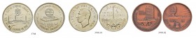 KANADA
Georg VI. 1936-1952. 5 Cents 1951. Specimen. 200 Jahrfeier Nickel. Glatter Rand. Dazu: Zwei Medaillen 1952 auf den gleichen Anlass. City of Su...
