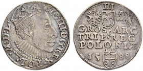 POLEN
Sigismund III. 1587-1632. 3 Groschen 1588, Olkusz. Signatur I-D des Kronschatzmeisters Johann Dulski über dem Wappen von Ostoja. 2.32 g. Iger O...