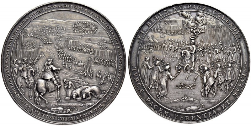 POLEN
Wladislaw IV. 1632-1648. Silbermedaille 1636. Auf den polnischen Sieg übe...