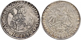 SAMMLUNG VON MÜNZEN UND MEDAILLEN DES RÖMISCH-DEUTSCHEN REICHES UND ÖSTERREICHS
Ferdinand I. 1521-1564. Taler zu 72 Kreuzer o. J. (um 1558), Hall. Al...