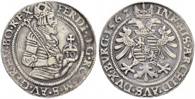 SAMMLUNG VON MÜNZEN UND MEDAILLEN DES RÖMISCH-DEUTSCHEN REICHES UND ÖSTERREICHS
Ferdinand I. 1521-1564. 1/2 Guldentaler zu 30 Kreuzer 1562, Kuttenber...