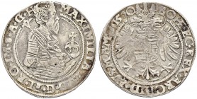SAMMLUNG VON MÜNZEN UND MEDAILLEN DES RÖMISCH-DEUTSCHEN REICHES UND ÖSTERREICHS
Maximilian II. 1564-1576. 1/2 Guldentaler zu 30 Kreuzer 1570, Kuttenb...