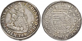 SAMMLUNG VON MÜNZEN UND MEDAILLEN DES RÖMISCH-DEUTSCHEN REICHES UND ÖSTERREICHS
Erzherzog Ferdinand II. 1564-1595. Taler o. J., Ensisheim. 28.21 g. K...
