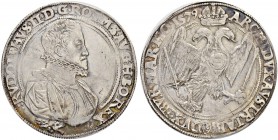 SAMMLUNG VON MÜNZEN UND MEDAILLEN DES RÖMISCH-DEUTSCHEN REICHES UND ÖSTERREICHS
Rudolf II. 1576-1612. Taler 1579, Kuttenberg. 28.89 g. Dietiker 368. ...