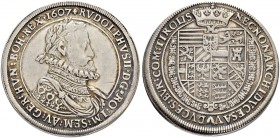 SAMMLUNG VON MÜNZEN UND MEDAILLEN DES RÖMISCH-DEUTSCHEN REICHES UND ÖSTERREICHS
Rudolf II. 1576-1612. Taler 1607, Hall. Sogenannter Alchimistentaler....