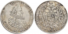 SAMMLUNG VON MÜNZEN UND MEDAILLEN DES RÖMISCH-DEUTSCHEN REICHES UND ÖSTERREICHS
Matthias, (1608-)1612-1619. Taler 1619, Kremnitz. Posthum. 28.49 g. H...