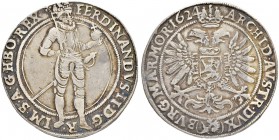 SAMMLUNG VON MÜNZEN UND MEDAILLEN DES RÖMISCH-DEUTSCHEN REICHES UND ÖSTERREICHS
Ferdinand II. 1618-1637. Halbtaler 1624, Prag. 14.41 g. Dietiker 689....