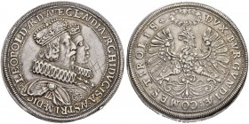 SAMMLUNG VON MÜNZEN UND MEDAILLEN DES RÖMISCH-DEUTSCHEN REICHES UND ÖSTERREICHS
Erzherzog Leopold V. 1619-1632. Doppeltaler o. J. (1626), Hall. Auf d...