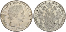 SAMMLUNG VON MÜNZEN UND MEDAILLEN DES RÖMISCH-DEUTSCHEN REICHES UND ÖSTERREICHS
Ferdinand I. 1835-1848. Taler 1845 A, Wien. 28.04 g. Herinek 142. Dav...