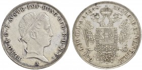 SAMMLUNG VON MÜNZEN UND MEDAILLEN DES RÖMISCH-DEUTSCHEN REICHES UND ÖSTERREICHS
Ferdinand I. 1835-1848. Halbtaler 1848 A, Wien. 14.01 g. Herinek 164....