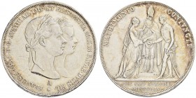SAMMLUNG VON MÜNZEN UND MEDAILLEN DES RÖMISCH-DEUTSCHEN REICHES UND ÖSTERREICHS
Franz Joseph I. 1848-1916. Doppelgulden 1854 A, Wien. Zur Vermählung ...