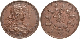 SCHWEDEN
Friedrich I. 1720-1751. Bronzemedaille o. J. (1723). Auf die königliche Familie. Stempel von J. C. Hedlinger. Die Brustbilder von Friedrich ...