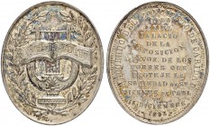 SPANIEN, KÖNIGREICH
Alfonso XIII. 1886-1931. Ovale Silbermedaille 1893. Zum Andenken an das Benefizkonzert vom 15. Dezember 1893. Unsigniert. Notenbu...