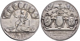 SCHWEIZER MÜNZEN UND MEDAILLEN
Aargau
Silbermedaille 1718. Auf den Frieden zu Aarau 1712 und mit dem Fürstabt von St. Gallen zu Baden 1718. Sitzende...