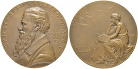 SCHWEIZER MÜNZEN UND MEDAILLEN
Basel
Bronzemedaille 1901. Auf den 70. Geburtstag von Ernst Stückelberg. Stempel von H. Frei. 129.12 g. Aeppli 38. FD...