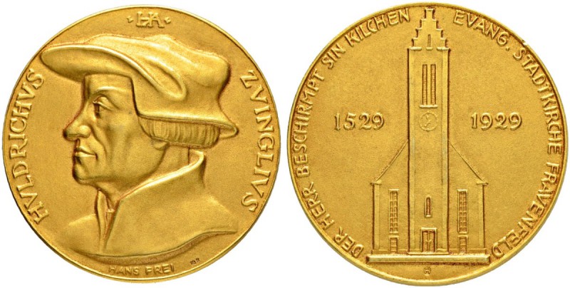 SCHWEIZER MÜNZEN UND MEDAILLEN
Thurgau
Goldmedaille 1929. Auf die 400-Jahrfeie...