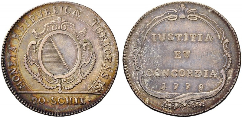 SCHWEIZER MÜNZEN UND MEDAILLEN
Zürich
20 Schilling (Halbgulden) 1779. 7.22 g. ...