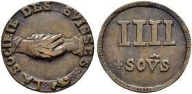 SCHWEIZER MÜNZEN UND MEDAILLEN
Medaillen und Diverses
Bronzemedaille o. J. (1793?). Société des Suisses in Paris oder Lion auf die Belagerung von 17...