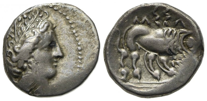 Celtic, Southern Gaul. Insubres, Drachm, 2nd century BC. AR (g 3,13; mm 16; h 3)...