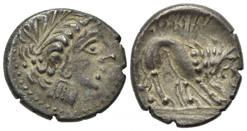 Celtic, Southern Gaul. Insubres, Drachm, 2nd century BC. AR (g 2,45; mm 16,5; h ...