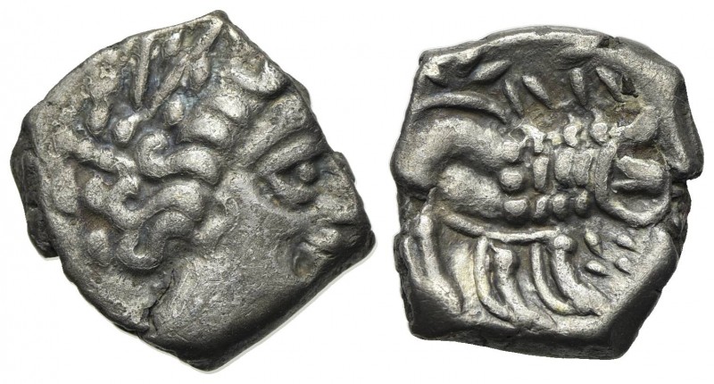 Celtic, Southern Gaul. Insubres, Drachm, 2nd century BC. AR (g 2,10; mm 13; h 12...
