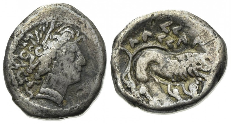 Celtic, Southern Gaul. Insubres, Drachm, 2nd century BC. AR (g 2,76; mm 14; h 9)...