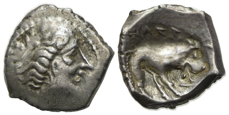 Celtic, Southern Gaul. Insubres, Drachm, 2nd century BC. AR (g 2,82; mm 15; h 6)...