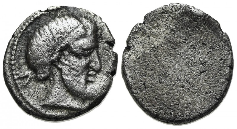 Etruria, Populonia, 5 Asses, 3rd century BC; AR (g 1.94; mm 13). Diademed and be...