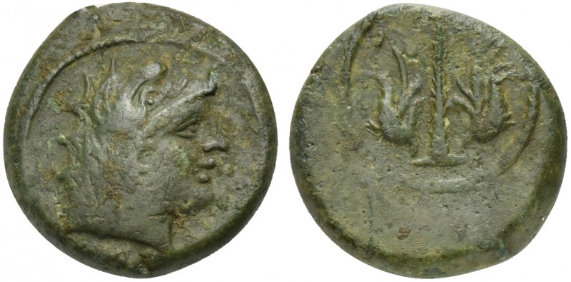 Etruria, Vetulonia, Sextans, 3rd century BC. AE (g 5,07: mm 12; h 2). Male head ...