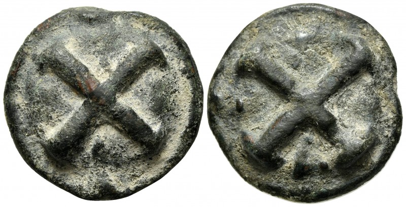 Northern Apulia, Luceria, Quincunx, ca. 220 BC. Cast AE (g 43,71; mm 33; h 12). ...