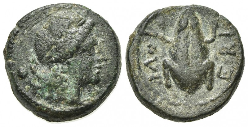 Northern Apulia, Luceria, Uncia, ca. 211-200 BC. AE (g 3,75; mm 15; h 4). Laurea...