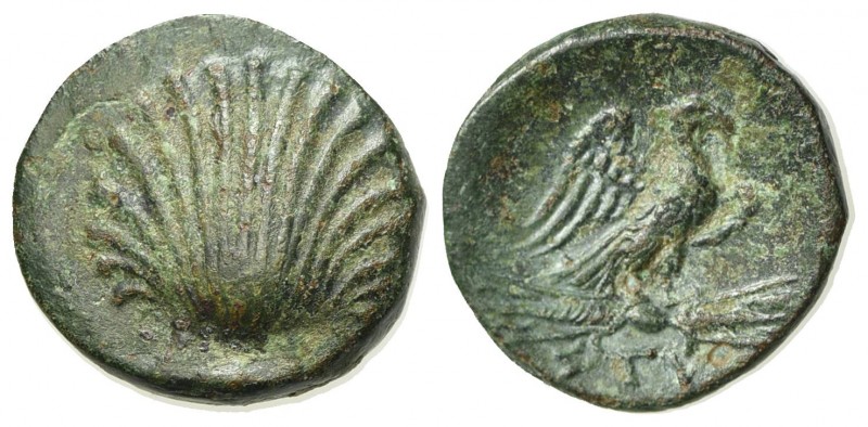Southern Apulia, Sturni, Bronze, ca. 250-210 BC. AE (g 1,98; mm 14; h 6). Cockle...