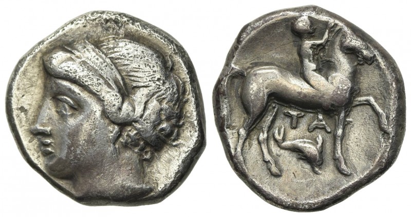 Southern Apulia, Tarentum, Campano-Tarentine series, Didrachm, ca. 281-272 BC. A...