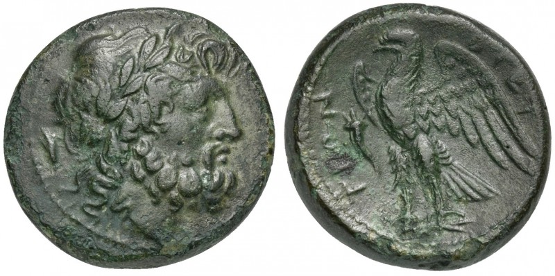 Bruttium, The Brettii, Drachm, ca. 214-211 BC; AE (g 8,09; mm 22; h 11); Laureat...