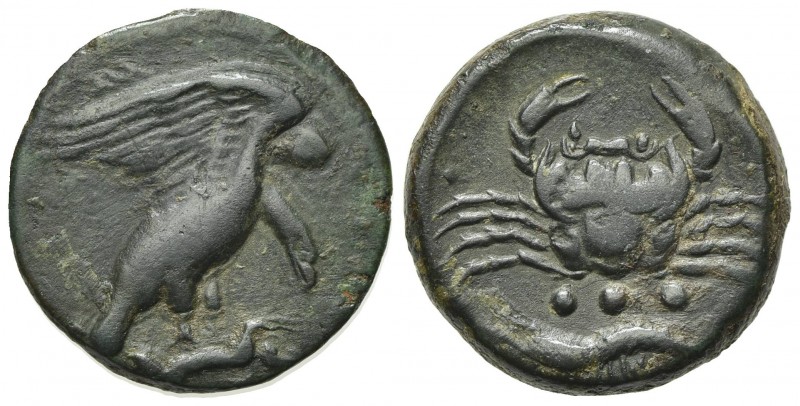 Sicily, Akragas, Tetras, ca. 415-406 BC; AE (g 6,41; mm 21; h 9). Eagle, wings r...