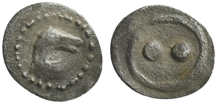 Sicily, Gela, Hexas of Dionkion, ca. 480/75-475/70 BC; AR (g 0,09; mm 5; h 2); H...