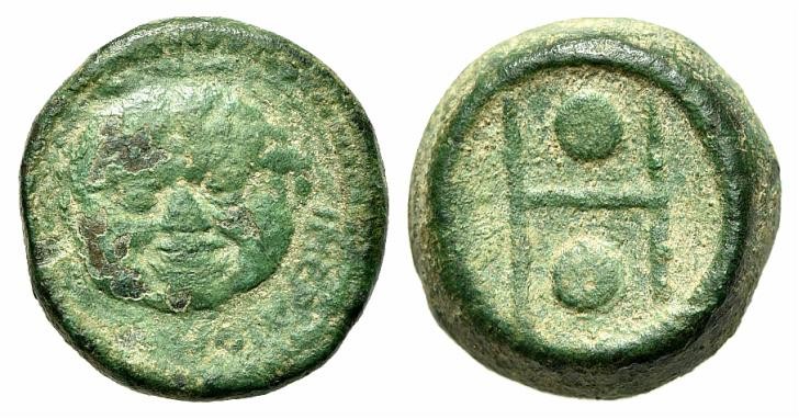 Sicily, Himera, Hexas, ca. 430-409 BC; AE (g 9,92; mm 19,5; h 1). IMEPAION, Gorg...