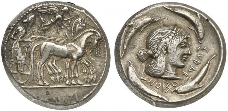 Sicily, Syracuse, Tetradrachm under the Deinomenid tyranny, ca. 485-466 BC. AR (...