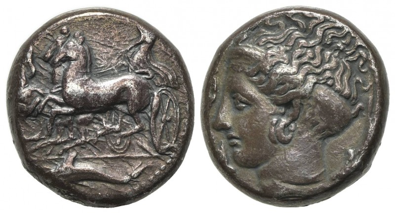 Sicily, Syracuse, Tetradrachm struck under Dionysios I, unsigned work in the sty...