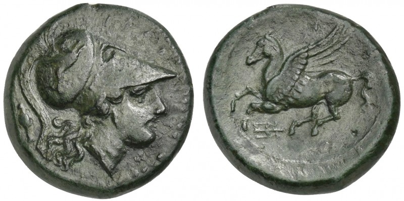 Sicily, Syracuse, Agathokles (317-289 BC); AE (g 10,62; mm 23; h 12); Helmeted h...